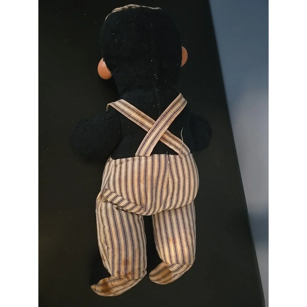 Gund Vtg Chimpanzee Rubber‎ Face Plush  Blue Overalls Monkey Train Conductor